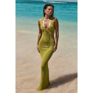 Monte Carlo Tie Dress - Chartreuse Lace Crochet (P - Petite)